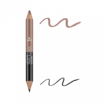 Crayon Duo Fard Et Liner Noir Charbon / Taupe Nacré - Certifié Bio